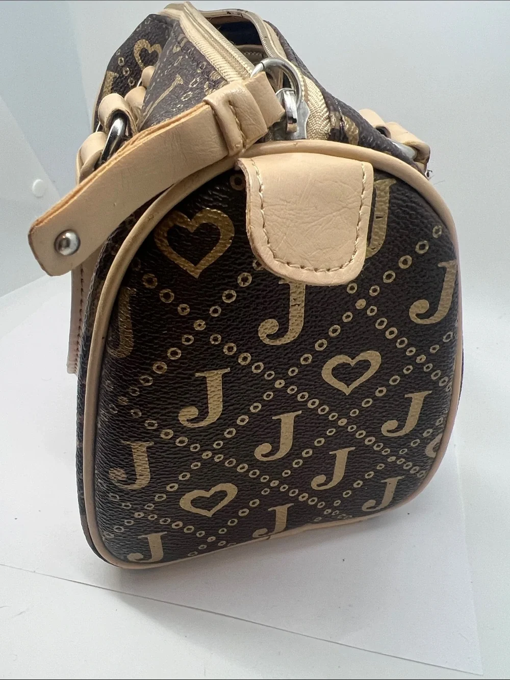 Justice Brown Satchel with Tan Handles and Multicolor Accents
